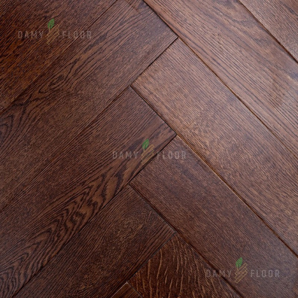 Массивная доска Damy Floor Luxury Английская елочка Каштановый Селект 600 мм