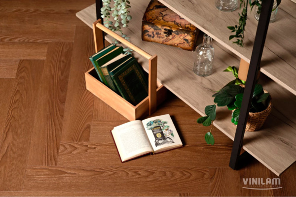 ПВХ плитка, кварц виниловый ламинат Vinilam Parquet Herringbone Винсент IS11200