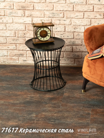 ПВХ плитка, кварц виниловый ламинат Vinilam Ceramo Stone Glue Керамическая Сталь 71617