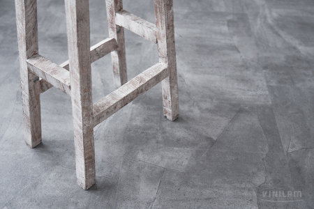 ПВХ плитка, кварц виниловый ламинат Vinilam Ceramo Stone Glue Серый Бетон 61602