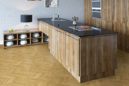 Пробковый пол Corkstyle Print Cork Chevron Gold клеевой