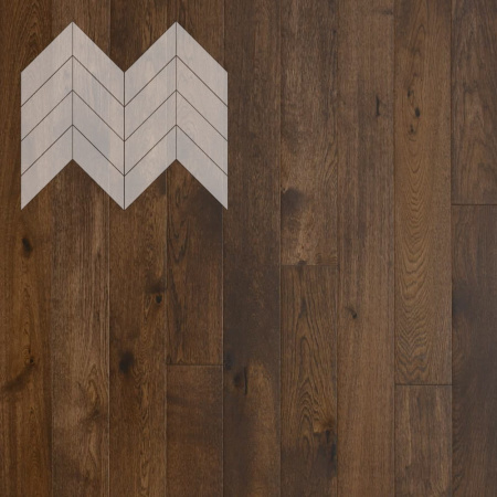 Инженерная доска Lab Arte Елка Chevron Французская Дуб Рустик Коньяк лак 600/510х90х14/45°
