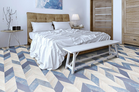 Пробковый пол Corkstyle Print Cork Chevron Blue клеевой