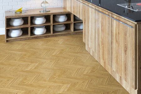 Пробковый пол Corkstyle Print Cork Chevron Gold клеевой