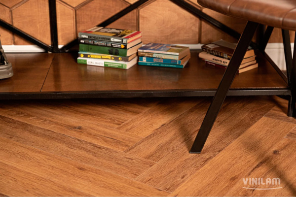 ПВХ плитка, кварц виниловый ламинат Vinilam Parquet Herringbone Де Вилль IS11210