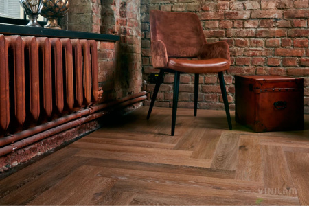 ПВХ плитка, кварц виниловый ламинат Vinilam Parquet Herringbone Glue Венецианский GD11199