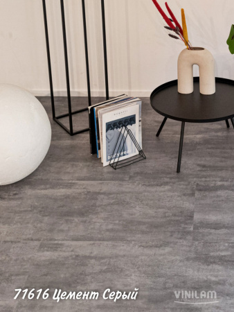 SPC ламинат Vinilam Ceramo Stone 6 мм Цемент Серый 71616