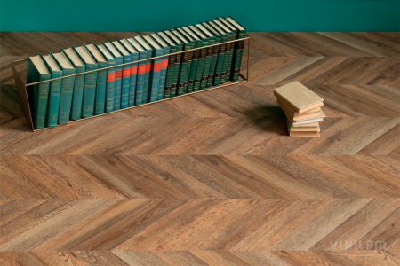 ПВХ плитка, кварц виниловый ламинат Vinilam Parquet Chevron Нормандия RI153610CL4