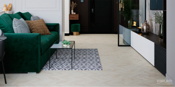 ПВХ плитка, кварц виниловый ламинат Vinilam Parquet Chevron Glue Бриссак RI4777CL7