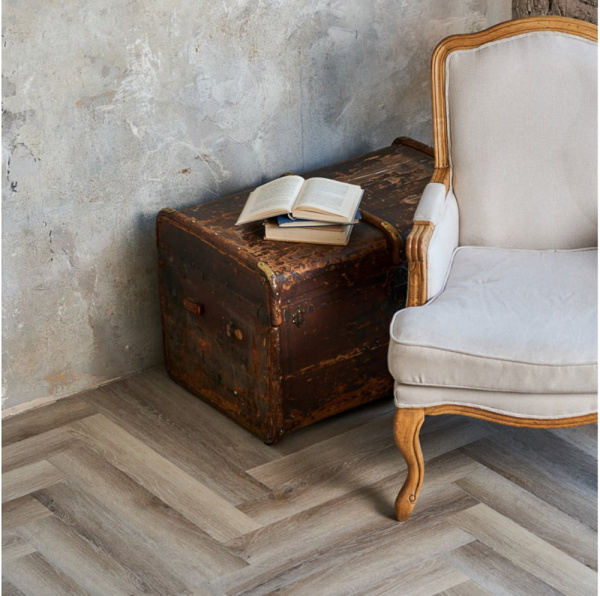 ПВХ плитка, кварц виниловый ламинат Vinilam Parquet Herringbone Эрмитаж IS11122