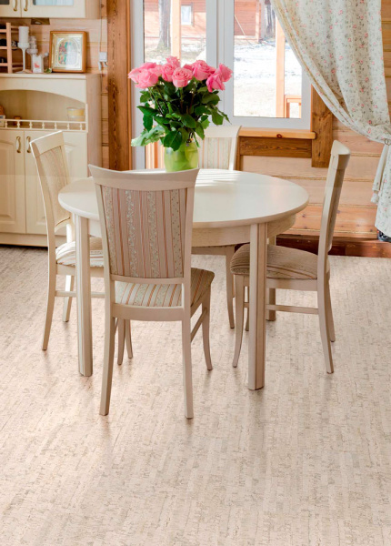 Пробковый пол Corkstyle EcoCork Linea White клеевой