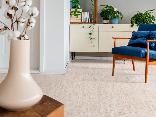 Пробковый пол Corkstyle EcoCork Linea White клеевой