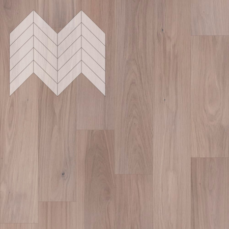 Инженерная доска Lab Arte Елка Chevron Французская Дуб Рустик Чегет белый лак 600/510х90х14/45°