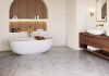 ПВХ плитка, кварц виниловый ламинат Invictus Maximus Herringbone Pure Marble Snowflake