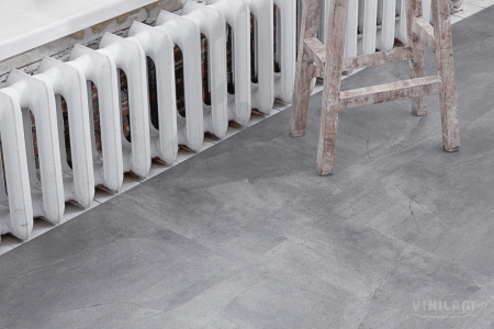 ПВХ плитка, кварц виниловый ламинат Vinilam Ceramo Stone Glue Серый Бетон 61602