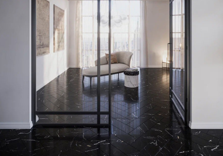 ПВХ плитка, кварц виниловый ламинат Invictus Maximus Herringbone Black Marble Noir